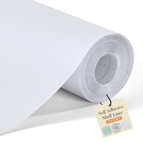 Glotoch Self Adhesive Shelf Liner, Renter Friendly Peel and Stick Wallpaper, Premium Contact Paper for Drawer, Cabinet, Kitchen, Bathroom, Pantry, Clear, 12" X20FT
