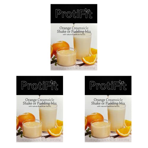 Protifit - High Protein Orange Creamsicle Pudding & Shake Mix 3 Pack, 15G Protein, Low Calorie, Low Fat, Low Carb, Aspartame Free, Idea Protein Compatible, Meal Replacement, 7 Servings Per Box, (3 Pack) #TOP8