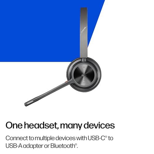 Image of Poly Voyager 4320 UC Wireless Headset & Charge Stand (Plantronics) - Stereo Headphones w /Noise-Canceling Boom Mic - Connect PC /Mac /Mobile via Bluetooth (Renewed)