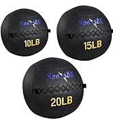 Yes4All Wall Ball, Soft Leather Weighted Medicine Ball, Sand Iron Med Ball for Dynamic Multifunct...
