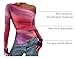 PRETTYGARDEN Womens Fall Trendy Off Shoulder Y2k Tops 2026 Tie Dye Mesh Long Sleeve Shirts Asymmetrical Ruched Floral Blouse (Multicolour Print,Large)