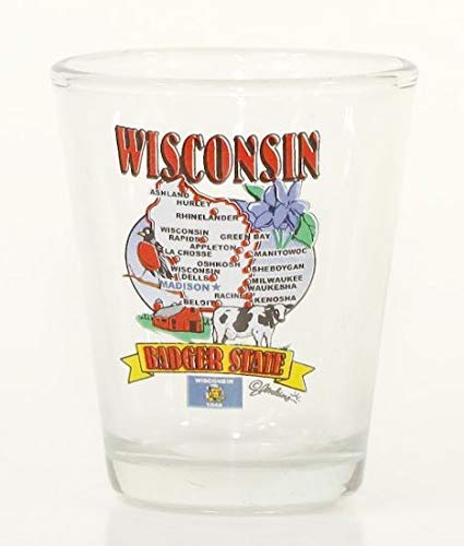Wisconsin State Elements Map Shot Glass