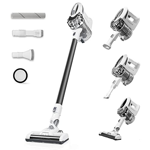 Canuoya Akku Staubsauger - Kabelloser Staubsauger 23 Kpa Starke Saugkraft mit Abnehmbarem Akku, 4 in 1 Kapazität für Zuhause Hartboden Teppich Auto Haustier