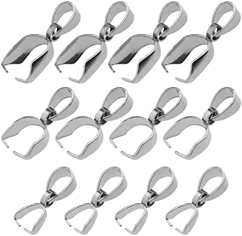 60pcs Pendant Clasp Pinch Pendant Bail Connector Pinch Clasp 304 Stainless Steel for Necklace DIY Jewelry Craft Making Handmade Beading Fittings Accessories