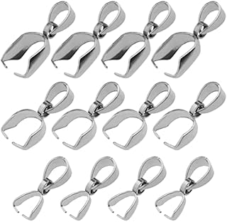 60pcs Pendant Clasp Pinch Pendant Bail Connector Pinch Clasp 304 Stainless Steel for Necklace DIY Jewelry Craft Making Handmade Beading Fittings Accessories