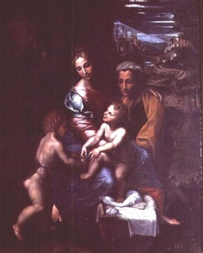 XcBAIHOUD Pinturas Famosas Lienzo Imagen Lienzo Murales Dama col Bambino tra Sant'Anna e San Battista di Giulio Romano para Regalo 60x90cm