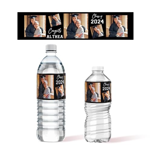 callie Personalized Graduation Water Bottle Labels 2025, Set of 20, Upload Photo&Name&Year to Custom Bottle Labels Stickers Class of 2025 - Graduation Party Gift