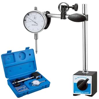 Spurtar Dial Indicator with Magnetic Base 0-1'' Dial Test Indicator 0.001'' Precision Dial Indicator Adjustable Long Arm Magnetic Dial Indicator for Accurate Alignment, Measurement, and Inspection