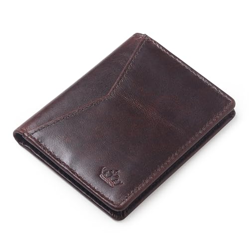 Image of Bifold Minimalist Leather Card Holder Wallet for Men & Women with 7 Card Slots & RFID Blocking