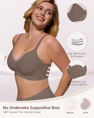 Image of As Fairy Womens Soft Comfortable No Underwire Bras V Neck Seamless Push Up Bralettes Full Coverage Tshirt Brassiere