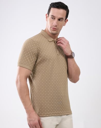 Image of Monte Carlo Men's Regular Fit T-Shirt | Printed Design | Collar Neck Button Closure | Half Sleeves Casual Fashion Wear Tshirt for Men's (Pack of 1)