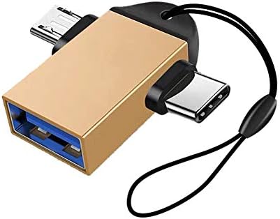 SATMW 2-in-1 OTG Adapter USB 3.0 Female to Micro USB Male and USB C Male Connector Aluminum Alloy on The Go Converter