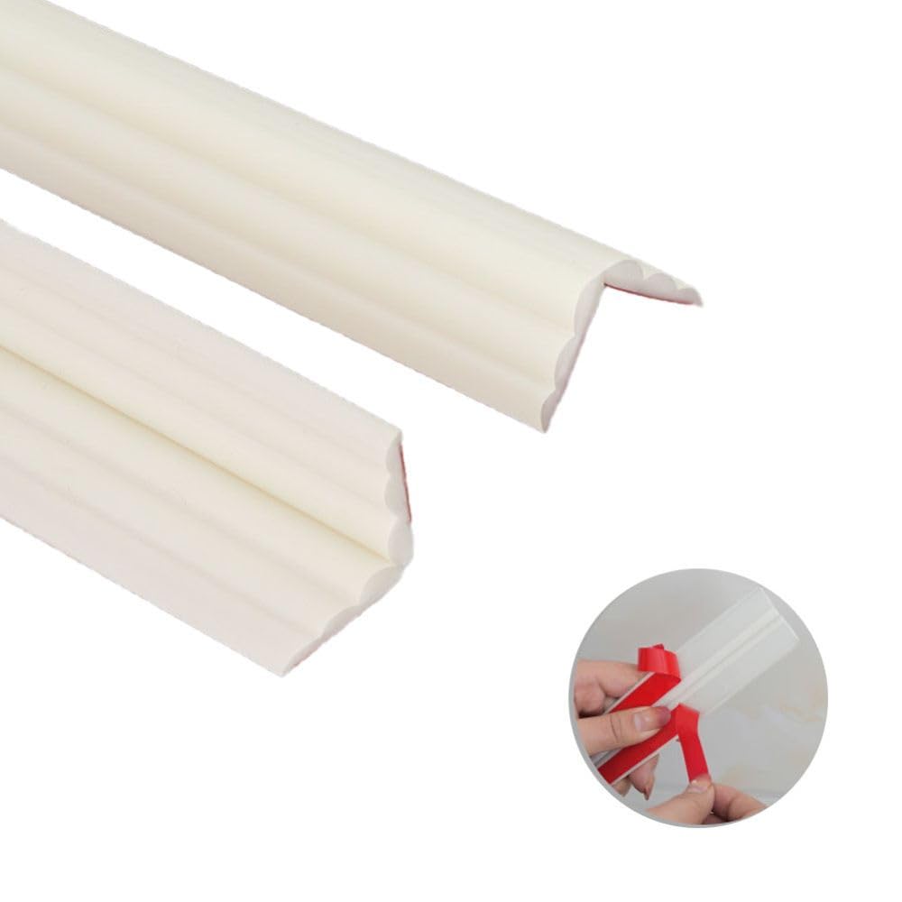 2M Flexible Edging Trim for Tile Floor Bathroom Door Frame Countertops,Self Adhesive Inside & Outside Corner Strip,Floor Transition Strip,Caulk Molding Trim,Furniture Protector Guards,40mm(20mm+20mm)