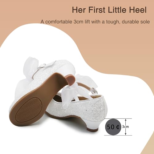 Image of THEE BRON Girls Low Heel Dress Shoes Mary Jane Party Wedding Flower Girl Pumps