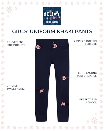 Image of dELiA*s Girls 2 Pack Stretch Twill Khaki School Uniform Pants (4-16)