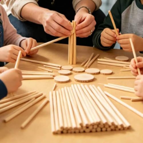Image of Dowel Rods Wood Sticks Wooden Dowel Rods - 50PCS 10 Inchx6mm- for Crafts and DIYers (Birch Wood 50PCS 1 /4 Inch x 10 inch)