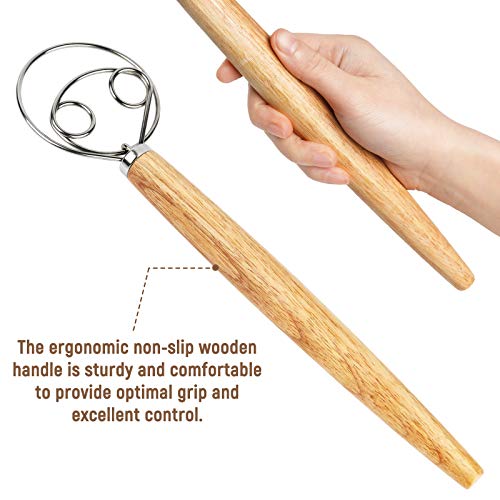 image for NiHome 2PCS Danish Dough Whisks+3PCS Dough Scrapers, Stainless Steel B