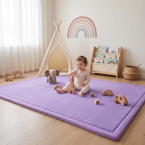 Image of 1.3 inch Thick Baby Play Mat for Floor,39x59 Memory Foam Tummy Time Mat
