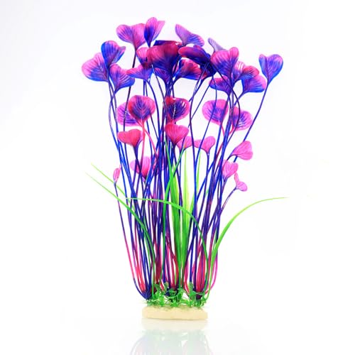 Image of Artificial Aquarium Plants, Purple, 16 inch, 2 Pack | Plastic, Fish Tank Decoration, Tall Ornament