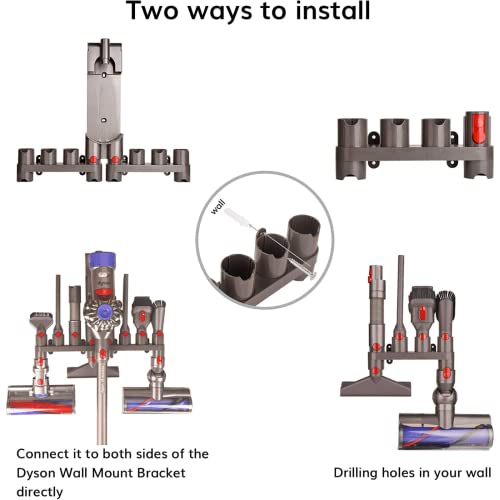Image of Plastic Accessory Holder Compatible With Dyson V15 V11 V10 V8 V7 Vacuum Cleaner, Mess Free Attachments Organizer Tool, Use On Docking Station Or On Wall Mount (Screws Included) (Grey)