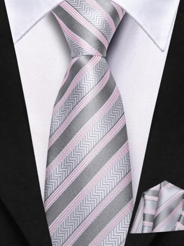 Image of Hi-Tie Boys Tie Pre-Tied Pocket Square Set Adjustable Kids Neckties Age 7-11 Years School UniForm Graduation