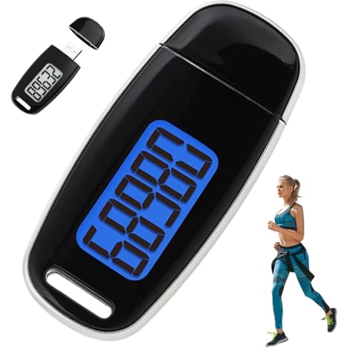 Meyrwoy Pedometer for Walking, USB Rechargeable LCD Pedometer with Removable Clip and Strap, Accurate Step Counter with Backlight for Men Women Kids Adults Seniors