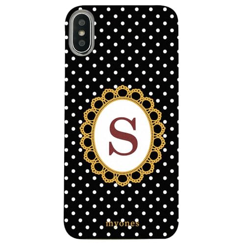 iPhone17 Air アイフォン17エア ケース(ストライプカラー: ブラック イニシャル: S) カバー myones クリアケース スマホケース ドット 水玉 イニシャル アルファベット 縦型 ハード かわいい おしゃれ sslink