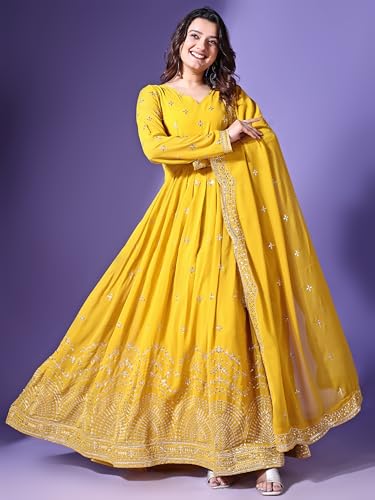 Image of Fashion Basket Faux Georgette Sequins Anarkali Dress for Women
