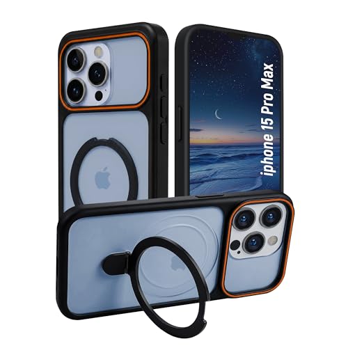 Image of AIBEX Protective OStand Case Compatible for Apple iPhone 15 Pro Max MagSafe Compatible | Slim Shockproof Back Cover with Camera Lens Protection, Strong Magnetic Support & Anti-Slip Grip