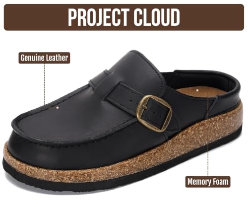 Image of Project Cloud 100% Genuine Leather Moccasin Style Clogs for Women - Memory Foam and Water Resistant Mules Slip On Non-Slip and Durable Clogs Casual Shoes for Women Footwear (Carline)
