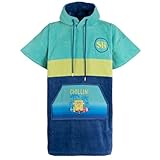 WAVE HAWAII Badeponcho, Surf Poncho aus natürlicher Baumwolle, Strand Poncho mit Kapuze – Kuscheliges Handtuch für Spongebob-Begeisterte für zu Hause, Freizeitbad & Reise, Camping (Spongebob, S)