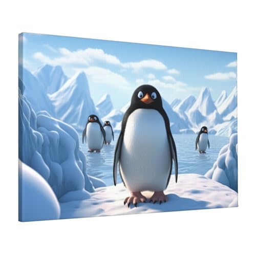 Toile pingouin Antarctique décoration zen chambre et salon 40x60