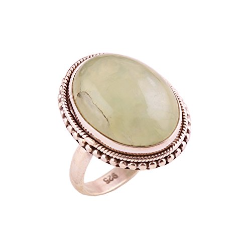 Bague préhnite argent 925 anti-allergie fait main pour femme