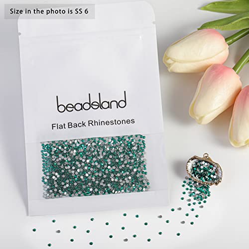 Image of Beadsland Flat Back Crystal Rhinestones,Blue Zircon, SS6, 1440pcs | Round Glass Gems, 1.9-2.1mm, for Nail Art Craft, Glue Fix