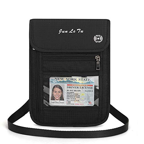 Travel Neck Pouch Neck Wallet with RFID Blocking, Travel Passport Wallet Document Organizer