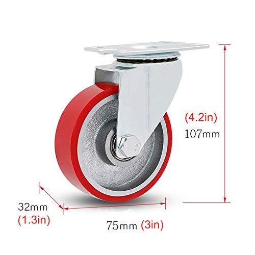 Kółka hamulcowe, Iron Core Polyurethane Plate Swivel Caster Wheels