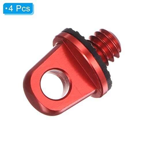 PATIKIL 1/4" Camera Neck Strap Screw Holder, 4 Pack Quick Install Camera Screws with Rubber Washer for Wrist Shoulder Strap Sling Red - Image 3