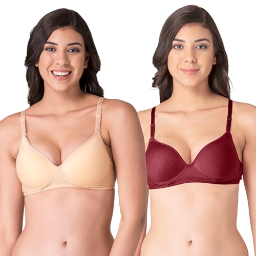 Image of Komli - Heavily Padded Push-Up Bra - Cotton Rich - Balconette - 3 /4th Coverage, Seamless, Wireless, Multiway Straps - T-Shirt Bra