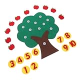 DIKACA Juguete Didáctico de Matemáticas para Jardín de Infancia Árbol de Manzanas con Números Cognitivo de Asociación para Bebés Material Seguro de Fieltro No