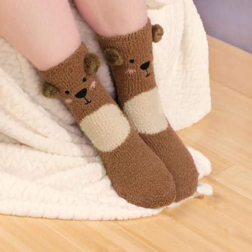BambooMN Super Soft Cozy Warm Cute Animal Non-Slip Fuzzy Crew Winter Socks, 1 Pair3