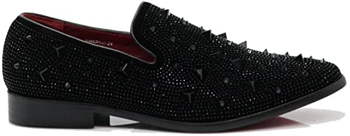 Image of SPK24 Men Vintage Spikes Sparkle Formal Tuxedo Stage Fashion Slip On Loafer Dress Shoes
