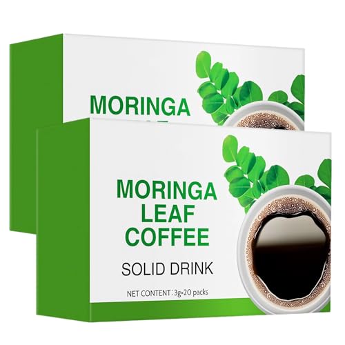 Café Negro Orgánico en Polvo con Hojas de Moringa Favorece la Salud Hepática y El Ácido Úrico Energía Natural con Antioxidantes 100% Puro (60 G)(2pack)