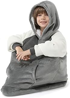 Lushforest Blanket Hoodie for Kids, Oversized Hoodie Blanket, Super Soft Fleece Dressing Gown, Warm Comfortable Hooded Robe, Gifts Compatible Gamers Boys Girls