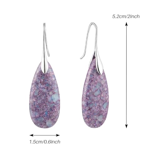SELOVO Teardrop Dangle Drop Statement Earrings for Women Purple Stone Earrings Silver Tone by SELOVO - Image 5
