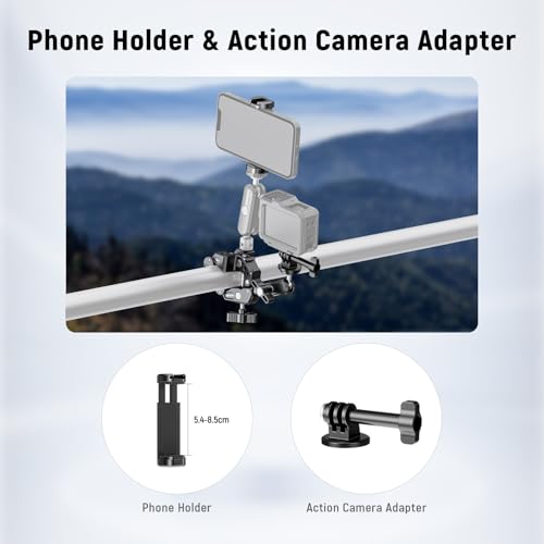 Image of NEEWER Super Clamp with 3 inch Dual Ballhead Magic Arm Camera Phone Mount, ST88
