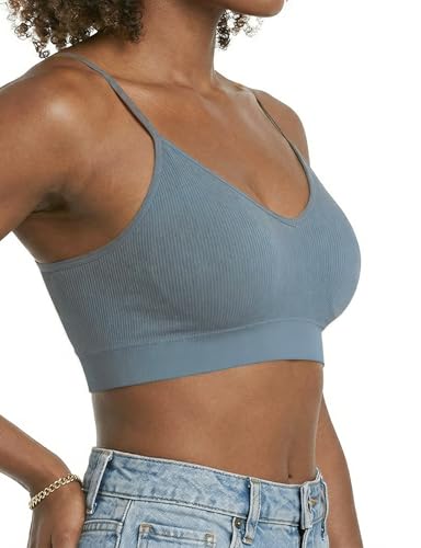 Image of ZENUTA 2Pack Padded Bralettes for Women, V-Neck Seamless Wireless Pull-On Bras with Removable Pads, Low-Impact