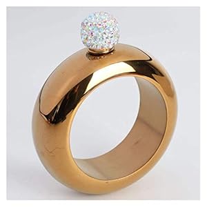 Roestvrij Staal Messing Kleur Mannen En Vrouwen Armband Heupfles Draagbare 3.5 Oz Diamond Deksel Ronde Wijnfles, Trechter, Verjaardagsfeestje Club Bar Gift