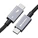 Produktbild [Intel-zertifiziert] Cable Matters 80 Gbps geflochtenes Thunderbolt 5 Kabel mit bis zu 120 Gbps Bandbreitenverstärkung / 240W Ladeleistung in Schwarz 0,5m, kompatibel mit Thunderbolt 4/3, USB4 / USB-C