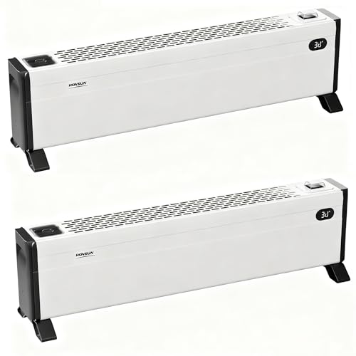 ROVSUN 32'' Electric Baseboard Heater with Easy Button Control, 1500W Convection Space Heater w/Adjustable Heating Modes, Overheat & Tip-Over Protection for Indoor Home Bedroom Office, 2 Pack