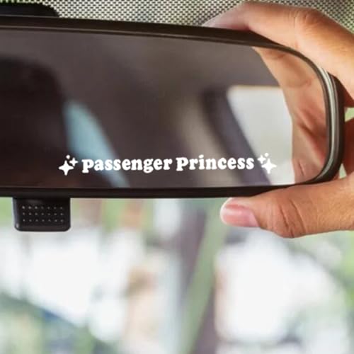 Image of BoAn 3 Pack Passenger Princess Stickers,Rearview Mirror Decal, Vinyl Decal,Car Mirror Decal,Cute Car Sticker(White)